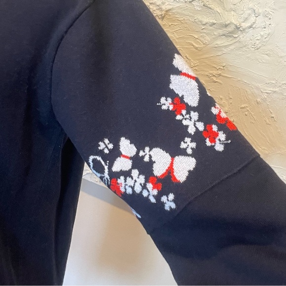 Thom Browne Women's Navy Blue White Crewneck Floral Sweater Sz 2 - Picture 5 of 10